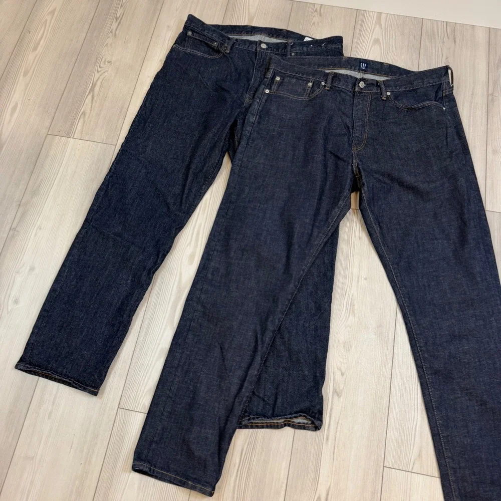 Lot of 2 Gap Mens Jeans 36x32 Straight GapFlex & Athletic Taper Resin Rinse Dark